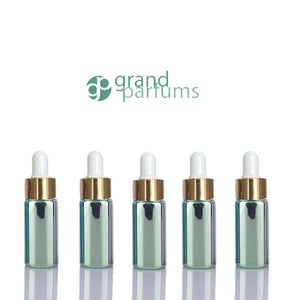 5 Mini 5ml GLASS Essential Oil Glass Dropper Bottles (1/6 Oz) Metallic RED Colors w/ Shiny Metallic GOLD Glass Pipettes  5 ml