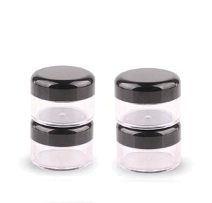 12 MINI 5ml PS Plastic JARS w/ Black Caps for Lip Balm Gloss Sample Tester Cream Solid Perfume Eyehadow 5g 5 ml Party Favor 5 Gram Cosmetic