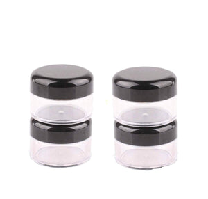 50 MINI 5ml PS Plastic JARS w/ Black Caps for Lip Balm Gloss Sample Tester Cream Solid Perfume Eyehadow 5g 5 ml Party Favor 5 Gram Cosmetic