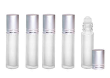 Load image into Gallery viewer, 12 FROSTED 10ml DELUXE Roll On Bottles  Resin Roller Balls 10 ml  1/3 Oz Essential Oil Perfume Lip Gloss Roller Shiny GOLD Cap Shiny Accent