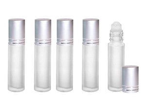 12 FROSTED 10ml DELUXE Roll On Bottles  Resin Roller Balls 10 ml  1/3 Oz Essential Oil Perfume Lip Gloss Roller Shiny GOLD Cap Shiny Accent