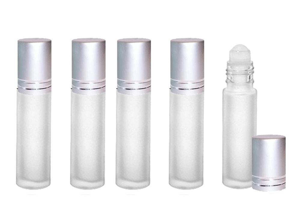 12 FROSTED 10ml DELUXE Roll On Bottles  Resin Roller Balls 10 ml  1/3 Oz Essential Oil Perfume Lip Gloss Roller Shiny GOLD Cap Shiny Accent