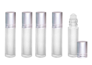 12 FROSTED 10ml DELUXE Roll On Bottles w/ Resin Roller Balls 10 ml 1/3 Oz Essential Oil Perfume Lip Gloss MATTE Turquoise Cap Silver Accents
