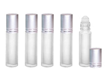 Load image into Gallery viewer, 12 FROSTED 10ml LUXURY Roll On Bottles Resin Roller Balls 1/3 Oz 10 ml Essential Oil Perfume Lip Gloss Roller MATTE Pink Cap Shiny Accents