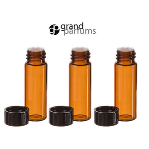 36 Amber Glass Vials 1 DRAM 3.7ml Bottles w/ Black Caps and ORIFICE REDUCERS Essential Oil, Perfume Carrier Oil, Sampler, Cosmetic Vials