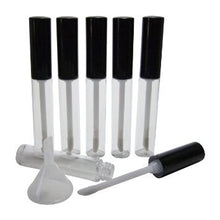 Load image into Gallery viewer, 6 Lip Gloss Wand 8ml Tubes w Metallic SILVER Cap Private Label Cosmetic Packaging Lipstick Balm Makeup Artists Soft flocked tip PVC PLASTIC