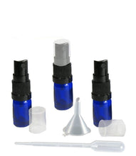 Load image into Gallery viewer, 12 COBALT BLUE 10mL Essential Oil Mini Glass Spray Bottles 1/3 Oz Fine Mist Atomizers Aromatherapy, Travel, Freshener, Floral Water