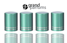 Load image into Gallery viewer, 6 MATTE TURQUOISE Roll On Bottle CAPS Upscale Metallic Lid for 5ml, 10ml Glass Roller Ball Bottles Essential Oil Perfume Lip Gloss Roll-on