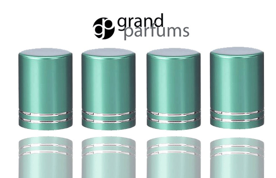 6 MATTE TURQUOISE Roll On Bottle CAPS Upscale Metallic Lid for 5ml, 10ml Glass Roller Ball Bottles Essential Oil Perfume Lip Gloss Roll-on
