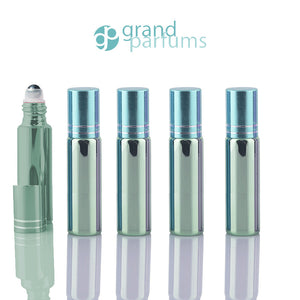 5 UPSCALE RED 10ml Glass Essential Oil Glass Roll On Bottles Stainless Steel Roller (1/3 Oz) Fabulous Metallic Colors UV Coating  10 ml