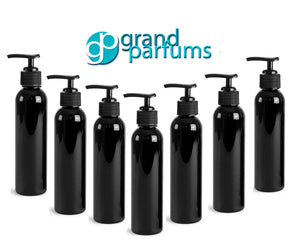 3 Black 8 Oz PET Plastic Cosmo Bottes w/ Black Pump Lotion Pump Dispenser Cap, Shampoo Body Cream Soap Aromatherapy Private Label  240ml