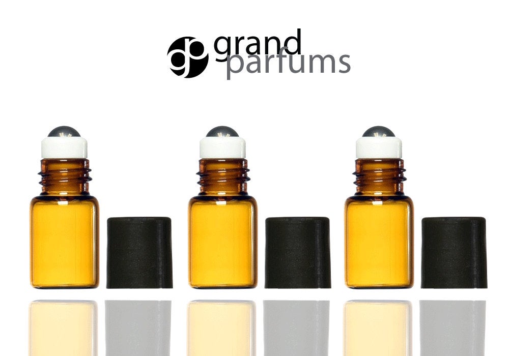 WHOLESALE 500 MINI 2ml AMBER Glass Roller Ball Roll On Bottles Vials w/ Stainless Steel Rollers Perfume Essential Oil Samples 2 ml 5/8 Dram