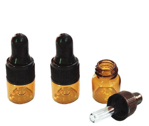 48 1ml AMBER Mini Glass Bottle Vials w/ Black Dropper 1 ml Vials Miniature Tester Essential Oil Serum, Aromatherapy, Sample, E-Liquid Juice