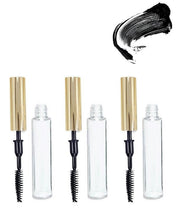 Load image into Gallery viewer, 3 LUXURY Empty Mascara Container 7.5ml Tubes 1/4 Oz Shiny GOLD Metallic Applicator Wand Caps 7.5ml Private Label Packaging DIY Cosmetics