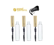 Load image into Gallery viewer, 6 LUXURY Empty Mascara Container 7.5ml Tubes 1/4 Oz Shiny GOLD Metallic Applicator Wand Caps 7.5ml Private Label Packaging DIY Cosmetics