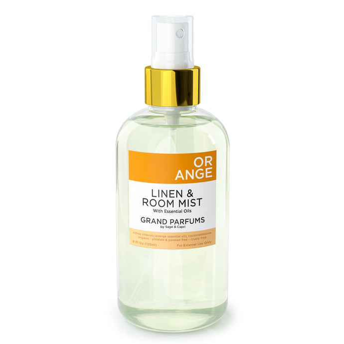 Organic Orange Spray Mist for Room, Linens and Body - by Sage & Capri for Grand Parfums - 240mL/8 Oz