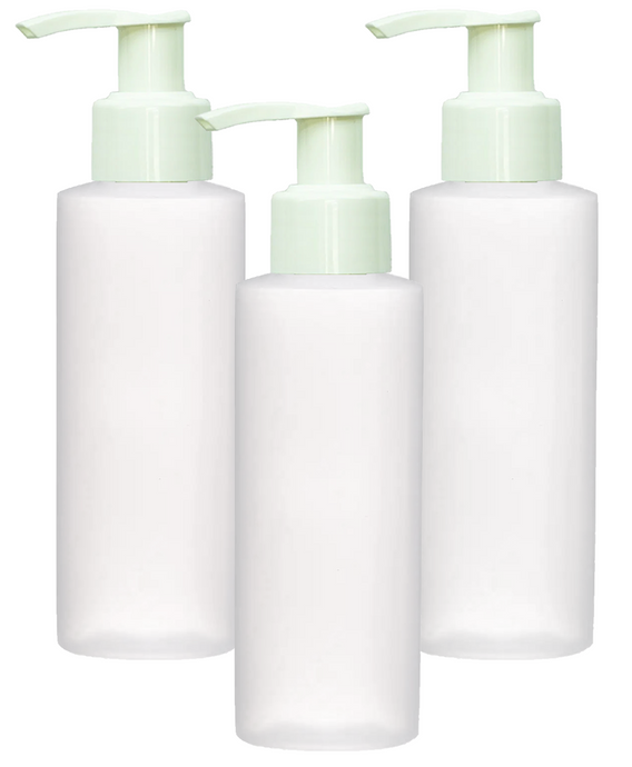 3 Empty White Dispensing Lotion Pump Bottles Sanitizer Gel Refillable 4 Oz HDPE