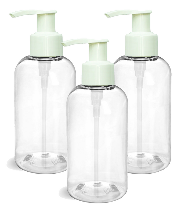 6Pcs 8 Oz Clear Dispensing Lotion Pump Bottles (Wt) Sanitizer Gel Refillable