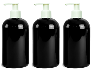 3Pcs 16 Oz BLACK Dispensing Lotion Pump Bottles (Wt) Sanitizer Gel Refillable